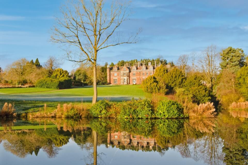Keele Hall reflected in one of the Keele lakes